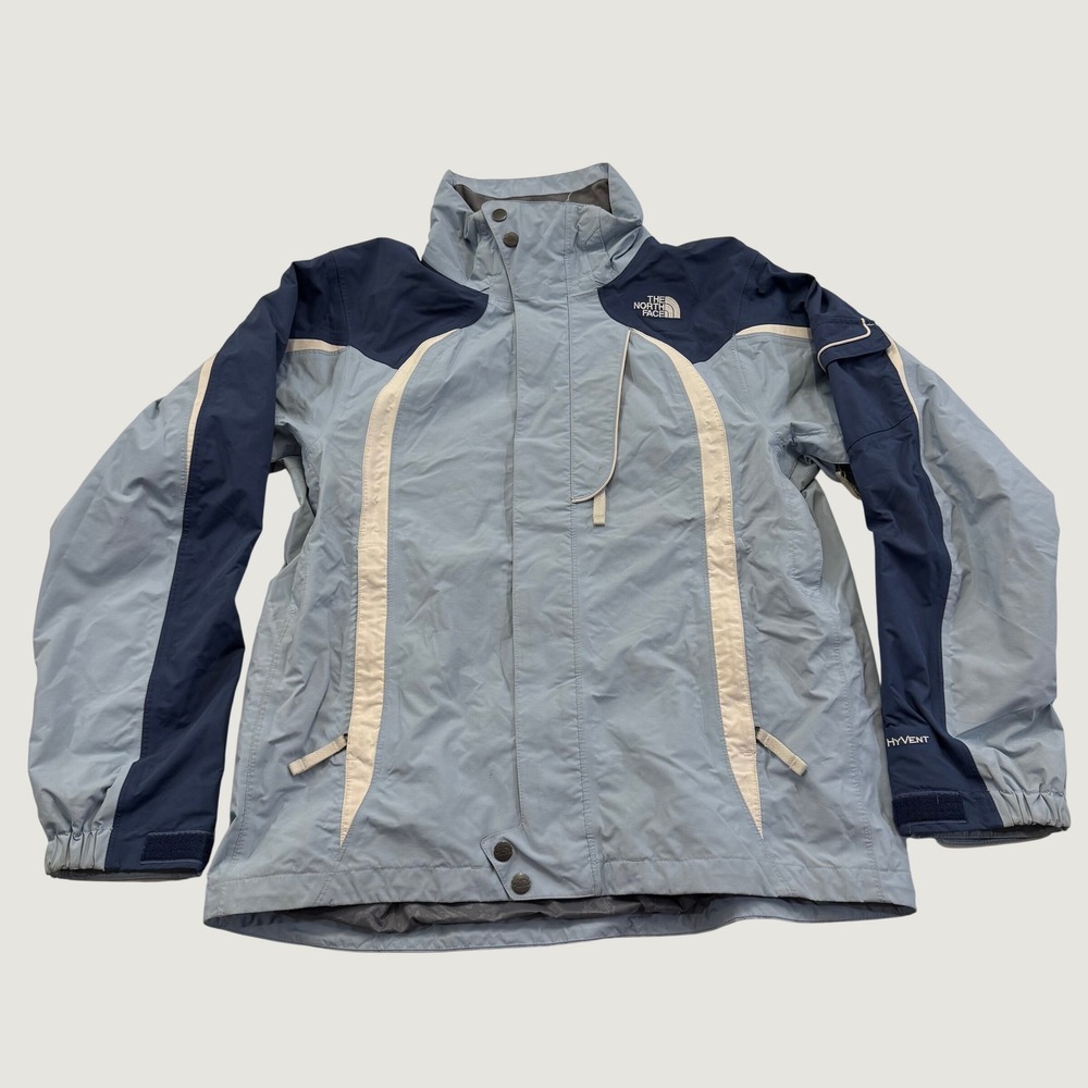 The North Face Women's Medium HyVent Blue Navy Hooded Waterproof Ski Rain Jacket